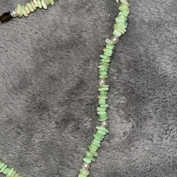 Vintage Puka Shell Choker Green Textured Surfer Beachy Nautical - Picture 2 of 3